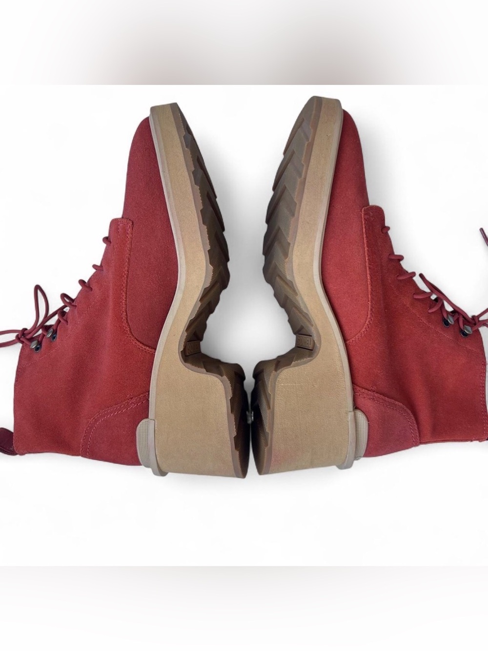 SOREL Hi-Line Heel Lace Boots Warp Red Suede Women’s 11 NWOT - Picture 4 of 7